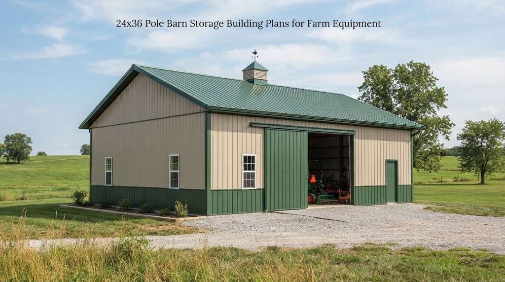 24×36 Pole Barn Storage Building Plans for Farm Equipment