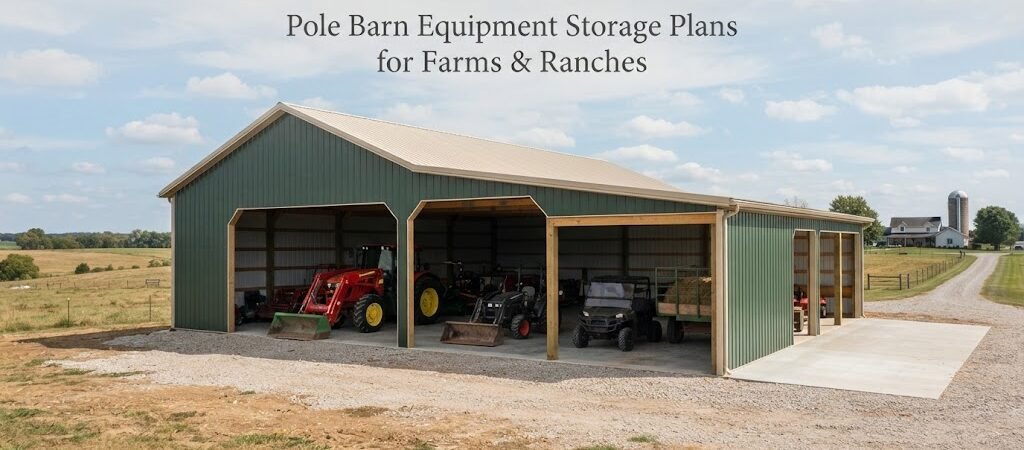 Pole Barn Equipment Storage Plans for Farms & Ranches