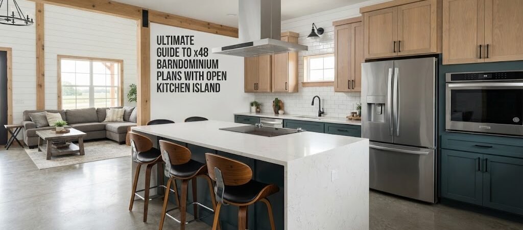 Explore x48 Barndominium Plans with Open Kitchen Island