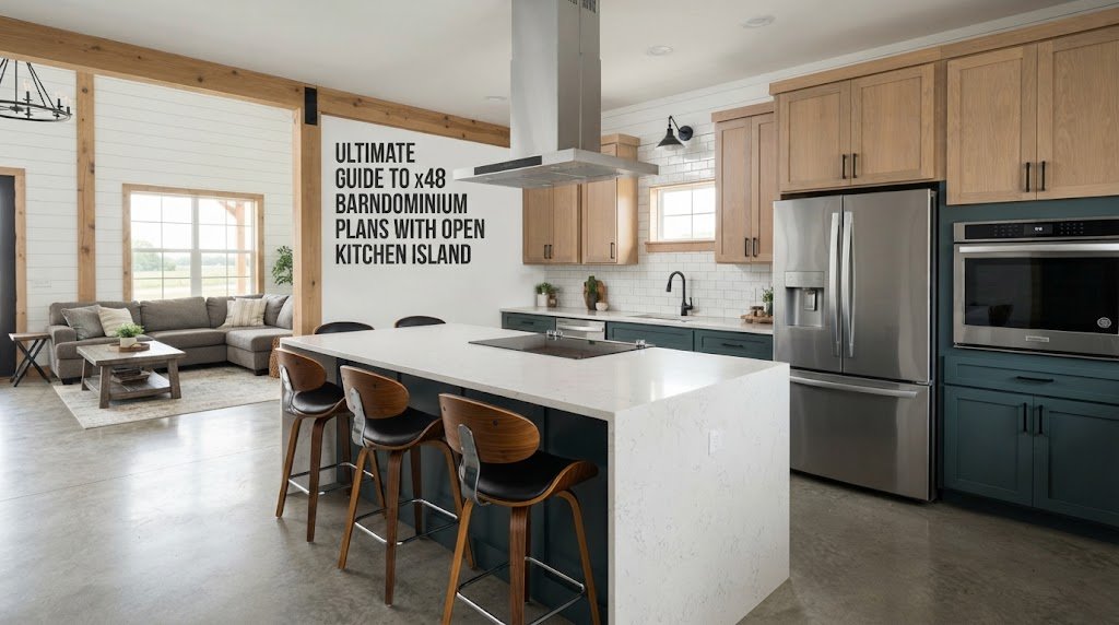 Explore x48 Barndominium Plans with Open Kitchen Island