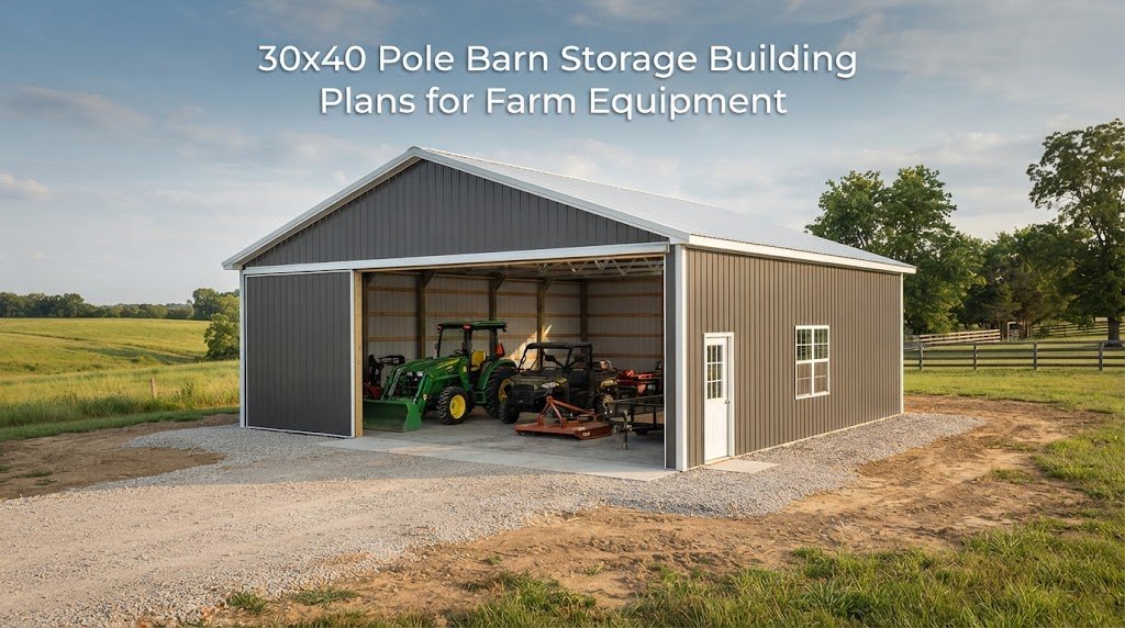 30×40 Pole Barn Storage Building Plans for Farm Equipment