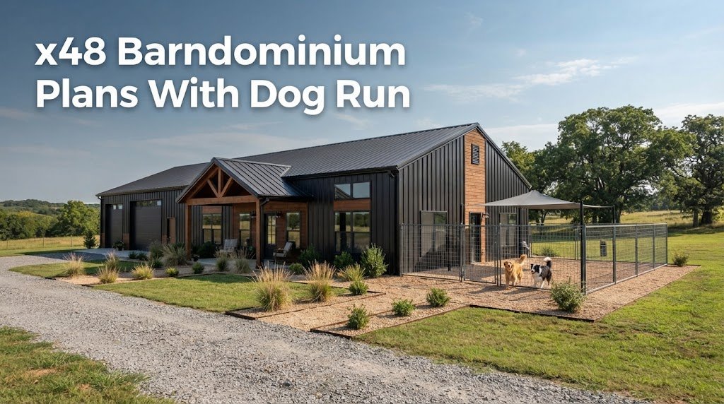x48 Barndominium Plans with Dog Run for Homeowners