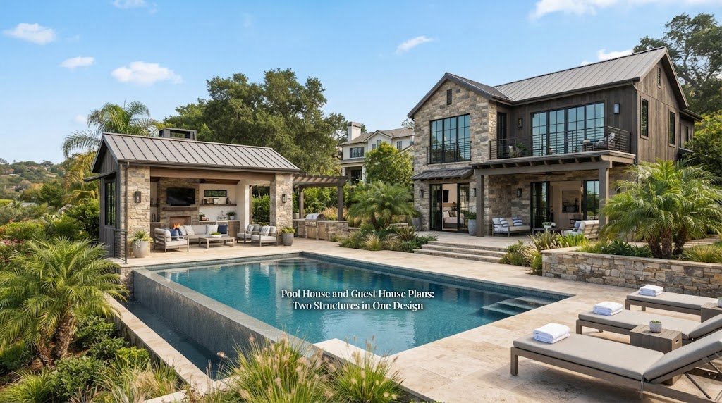 Pool House and Guest House Plans: Two Structures in One Design