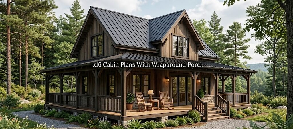 x16 Cabin Plans with a Wraparound Porch for Seamless Living