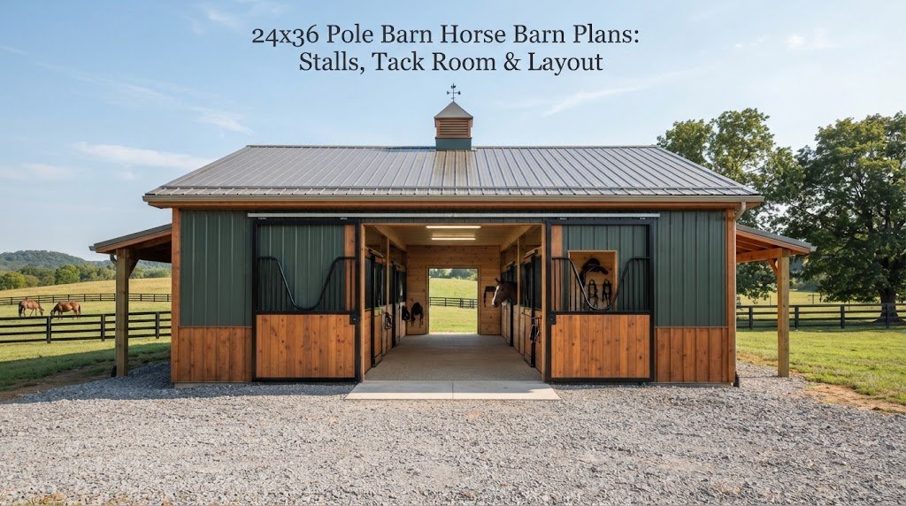 24×36 Pole Barn Horse Barn Plans: Stalls, Tack Room & Layout