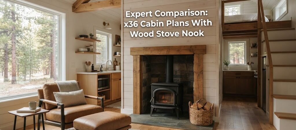 Explore Unique x36 Cabin Plans with Wood Stove Nook