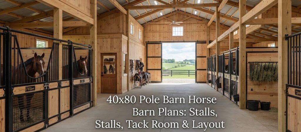 40×80 Pole Barn Horse Barn Plans: Stalls, Tack Room & Layout