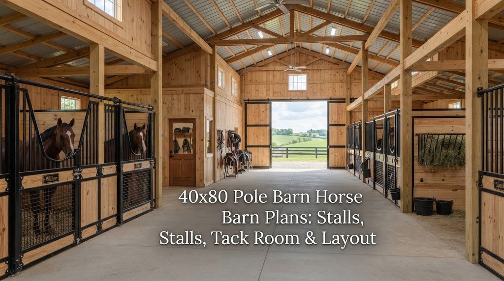 40×80 Pole Barn Horse Barn Plans: Stalls, Tack Room & Layout
