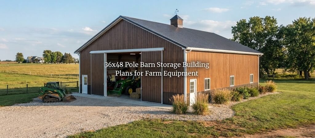 36×48 Pole Barn Storage Building Plans for Farm Equipment