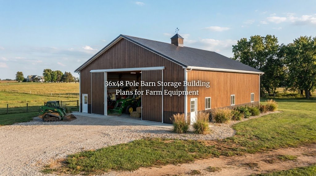 36×48 Pole Barn Storage Building Plans for Farm Equipment