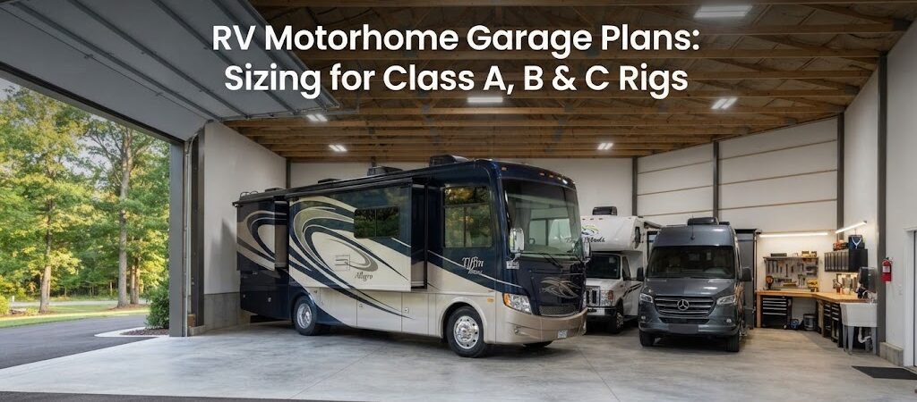 RV Motorhome Garage Plans: Sizing for Class A, B & C Rigs