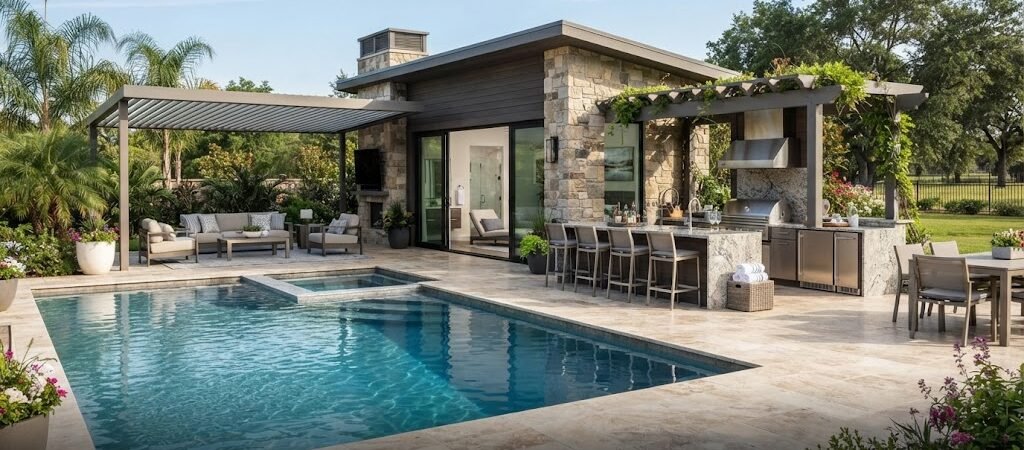 Pool House with Outdoor Kitchen: The Ultimate Entertaining Combo