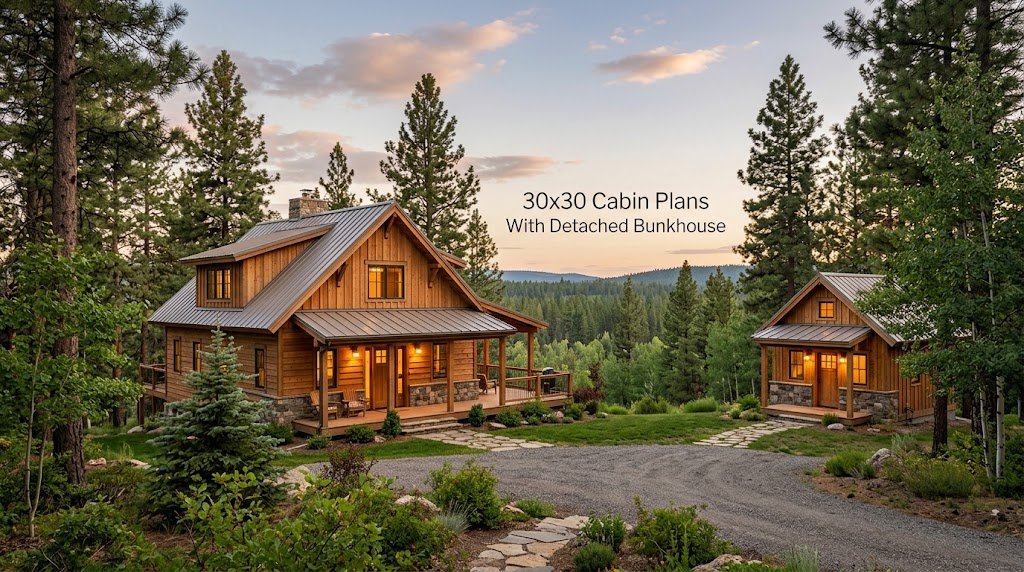 30×30 Cabin Plans with Bunkhouse for Smart Living