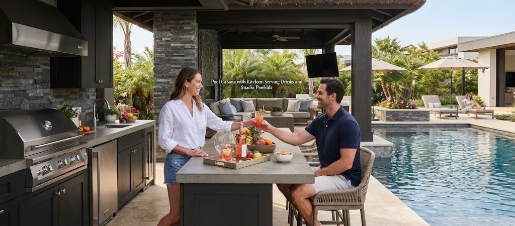 Pool Cabana with Kitchen: Serving Drinks and Snacks Poolside