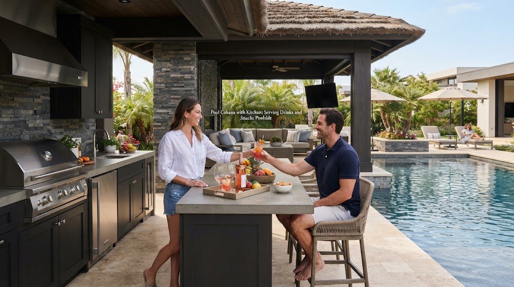 Pool Cabana with Kitchen: Serving Drinks and Snacks Poolside