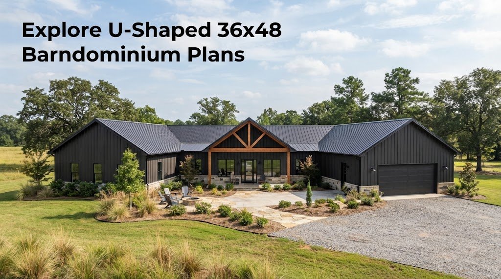U-Shaped 36×48 Barndominium Plans for Modern Living