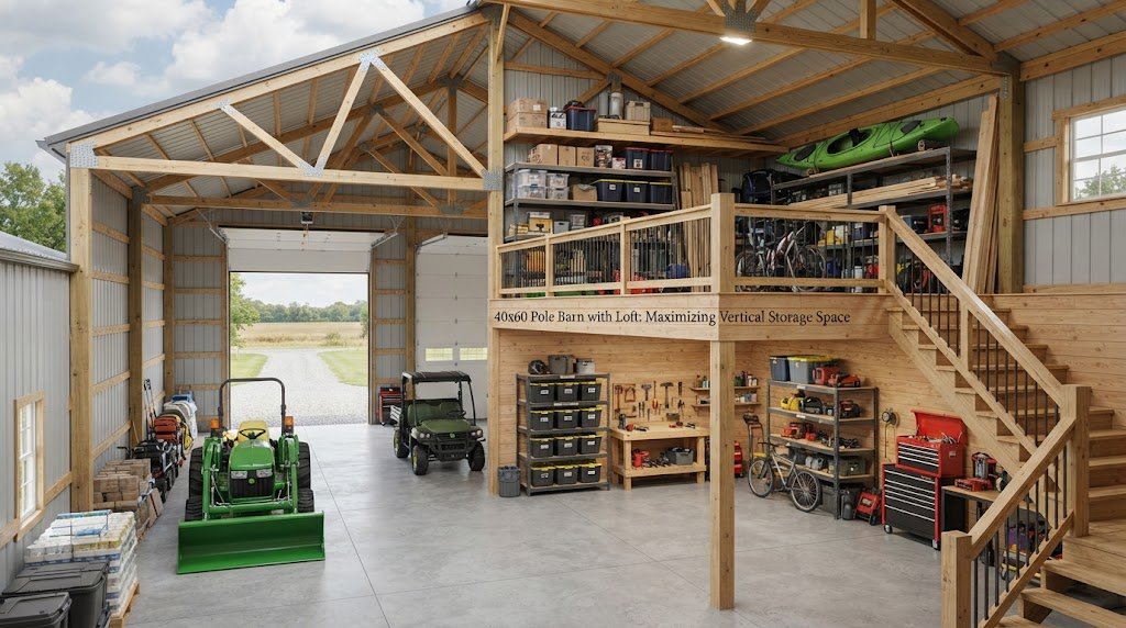 40x60 Pole Barn with Loft: Maximizing Vertical Storage Space