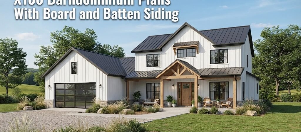 X100 Barndominium Plans with Board and Batten Siding