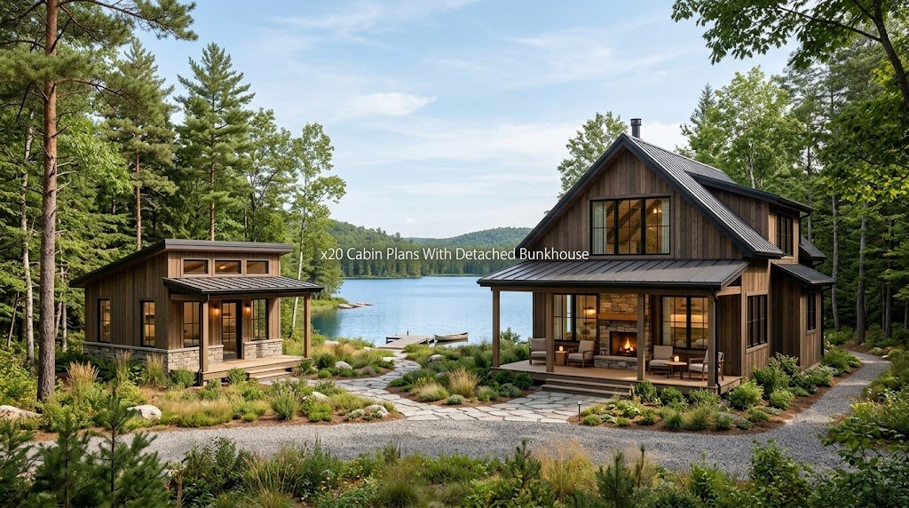 Explore x20 Cabin Plans with Detached Bunkhouse Options