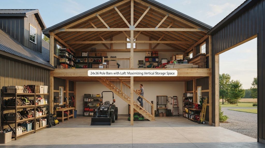 24×36 Pole Barn with Loft: Maximizing Vertical Storage Space