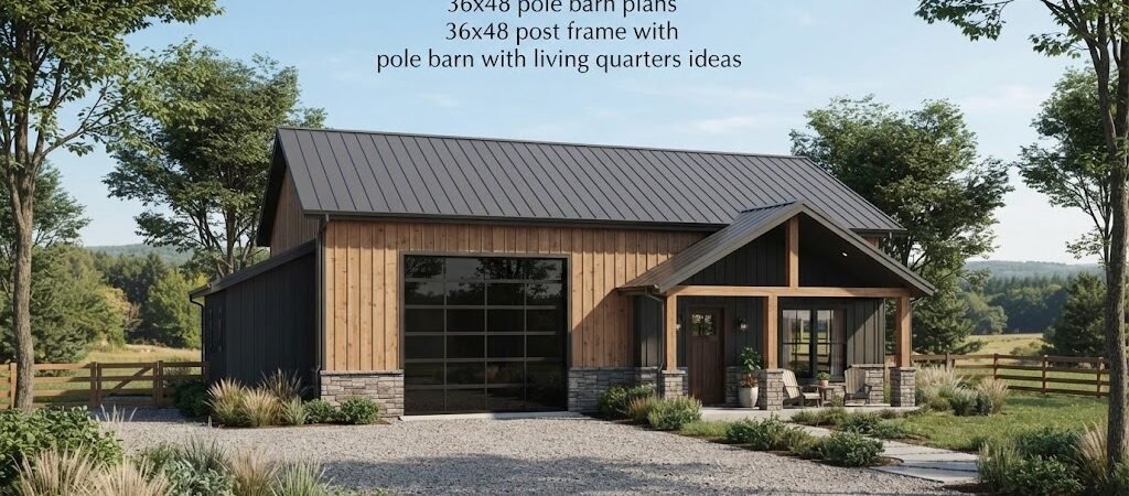 36×48 Pole Barn Plans; 36×48 Post Frame With Living Quarters Ideas