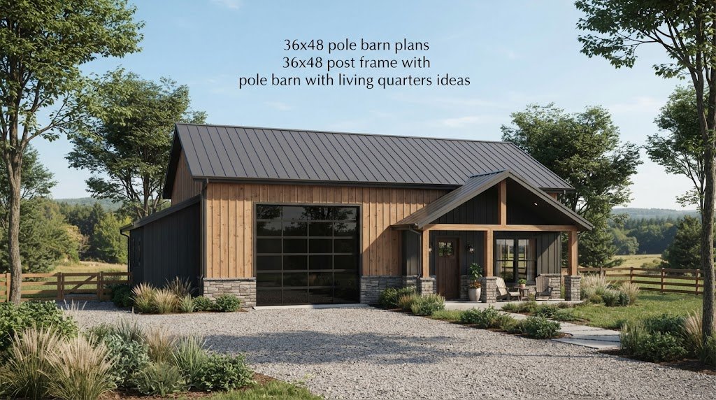 36×48 Pole Barn Plans; 36×48 Post Frame With Living Quarters Ideas