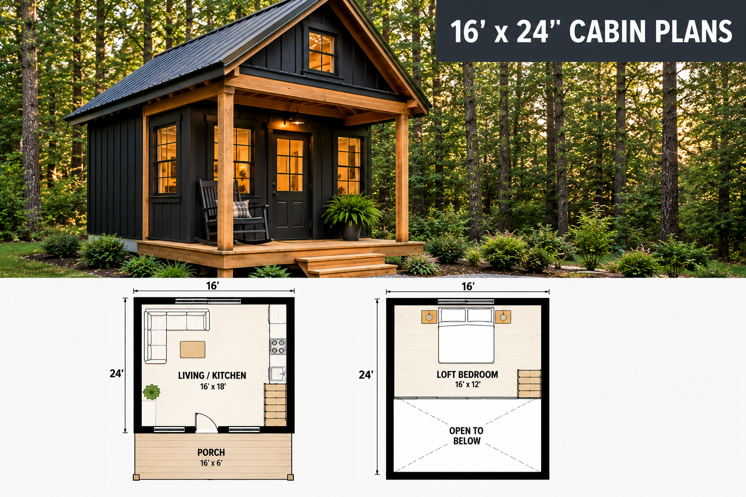 16×24 Cabin Plans: Ideal Weekend Getaway Designs