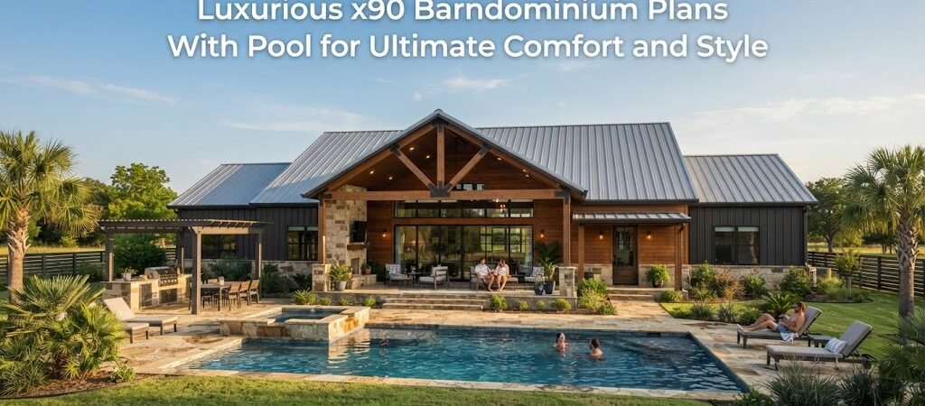 Luxurious x90 Barndominium Plans with Pool for Comfort
