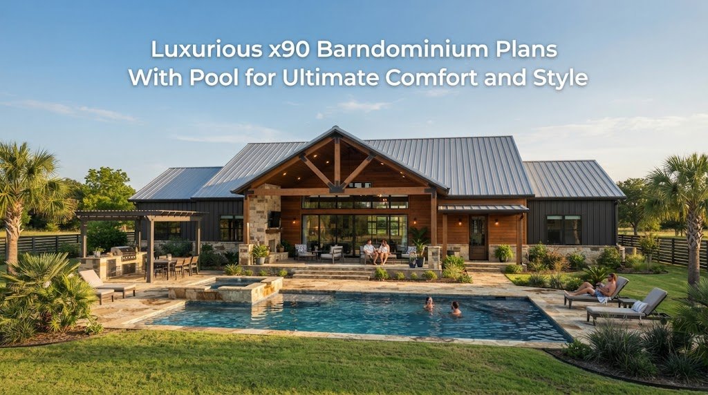 Luxurious x90 Barndominium Plans with Pool for Comfort