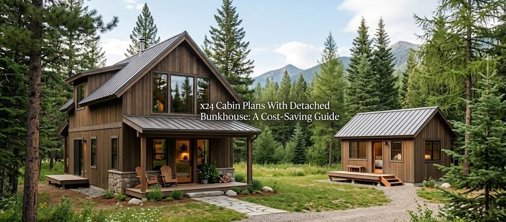 X24 Cabin Plans with Detached Bunkhouse for Smart Building