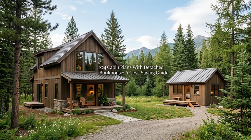X24 Cabin Plans with Detached Bunkhouse for Smart Building