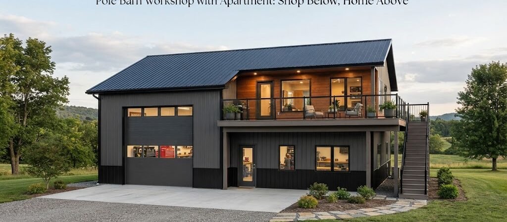 Pole Barn Workshop with Apartment: Shop Below, Home Above