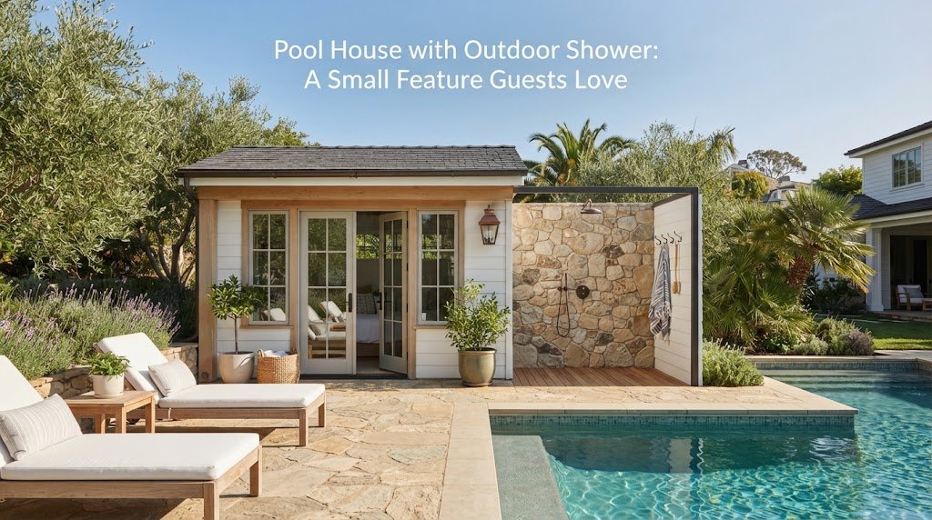 Pool House with Outdoor Shower: A Small Feature Guests Love