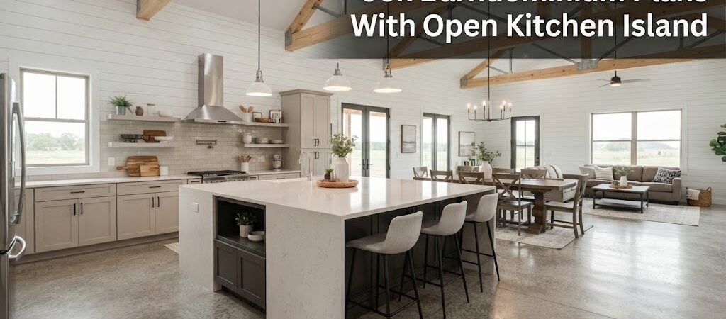 60x Barndominium Plans with Open Kitchen Islands
