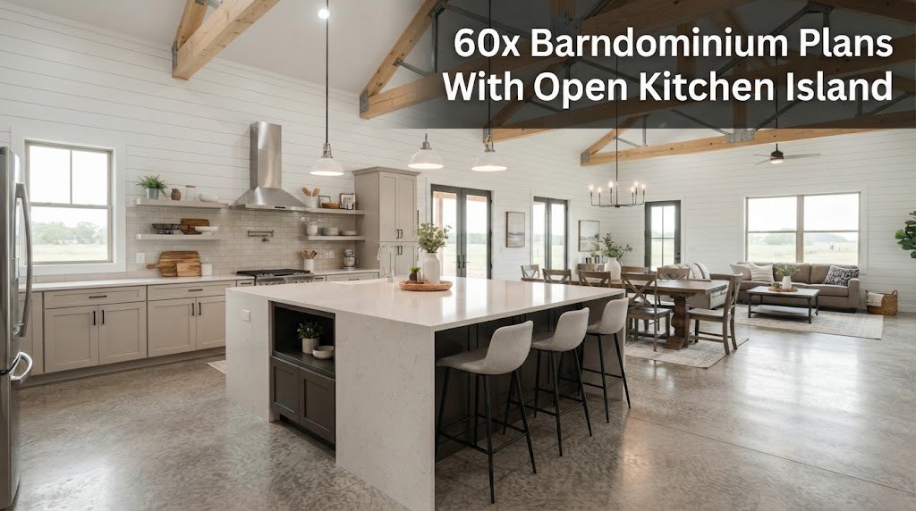 60x Barndominium Plans with Open Kitchen Islands