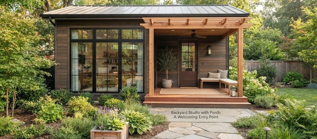 Backyard Studio with Porch: A Welcoming Entry Point