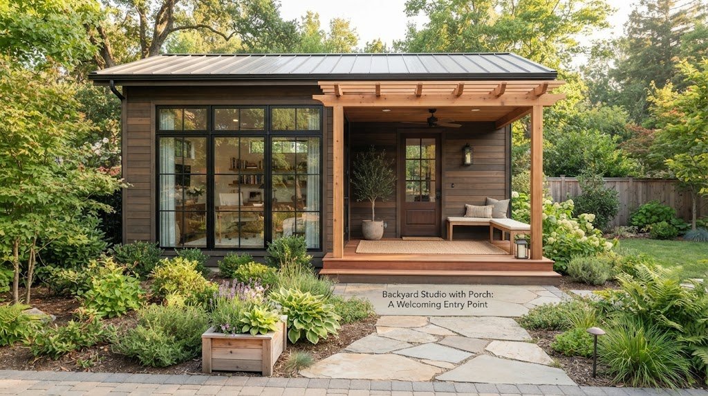 Backyard Studio with Porch: A Welcoming Entry Point