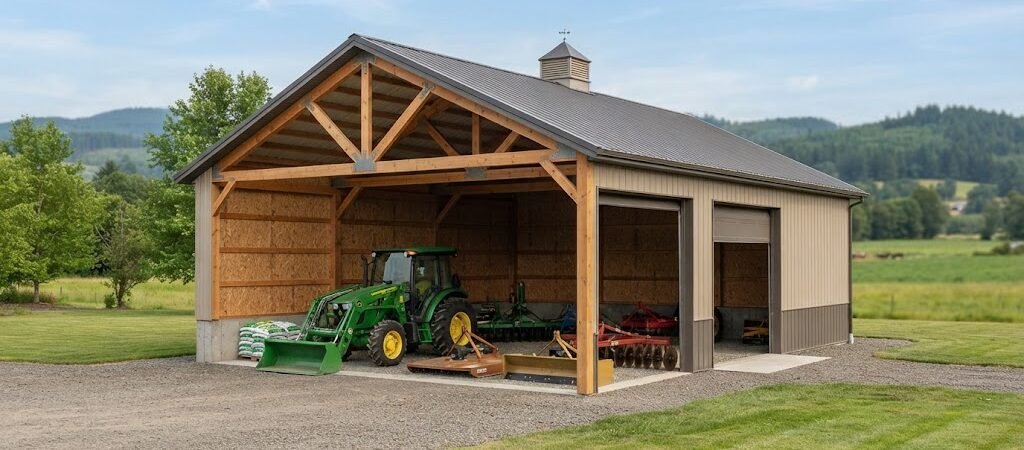 Pole Barn Machine Shed Plans for Tractors & Implements