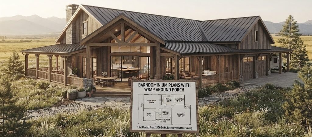 Wrap-Around Porch Barndominium Plans for Smart Living