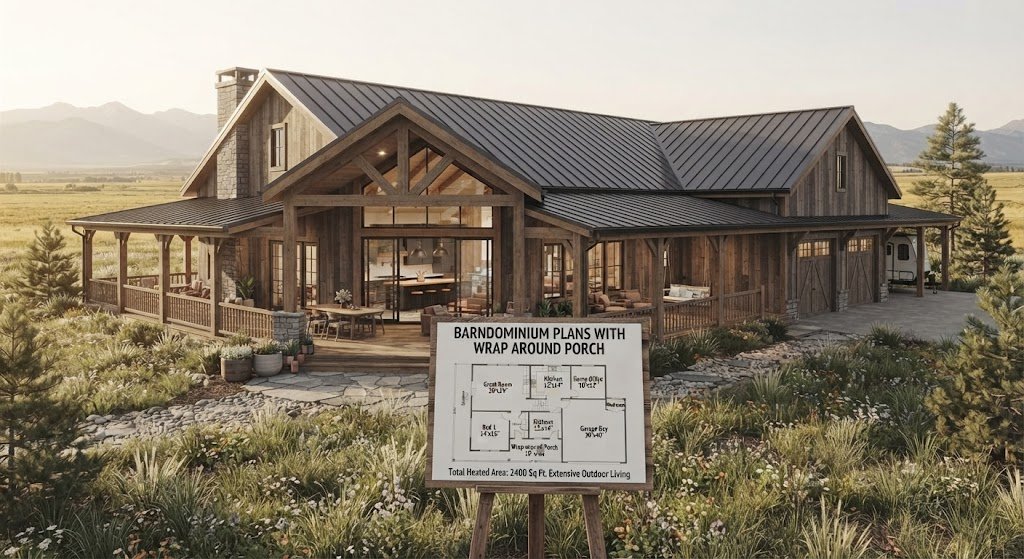 Wrap-Around Porch Barndominium Plans for Smart Living