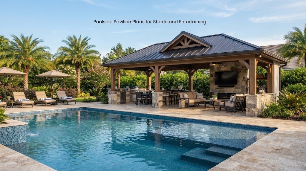 Poolside Pavilion Plans for Shade and Entertaining