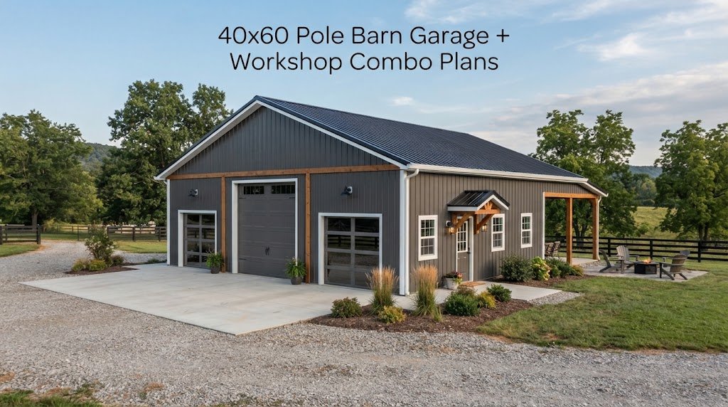 40×60 Pole Barn Garage + Workshop Combo Plans