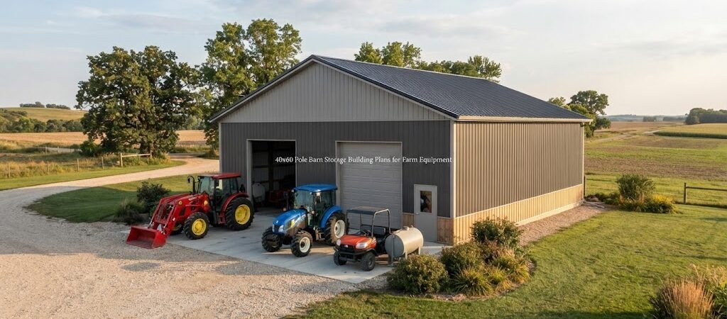 40×60 Pole Barn Storage Building Plans for Farm Equipment