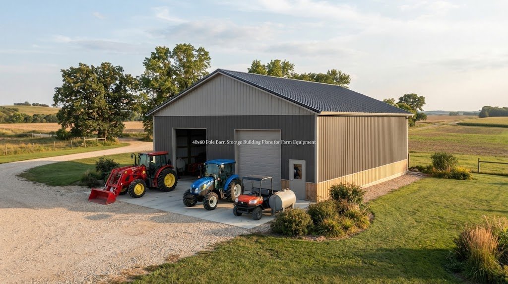 40×60 Pole Barn Storage Building Plans for Farm Equipment