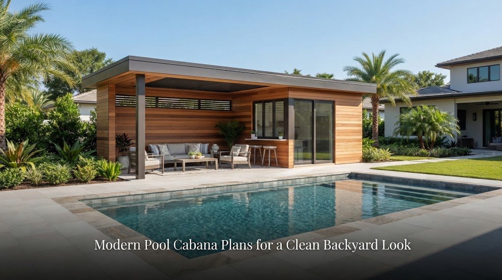 Modern Pool Cabana Plans for a Clean Backyard Look