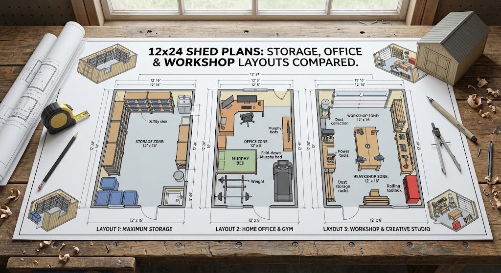12×24 Shed Plans: Smart Storage, Office & Workshop Ideas
