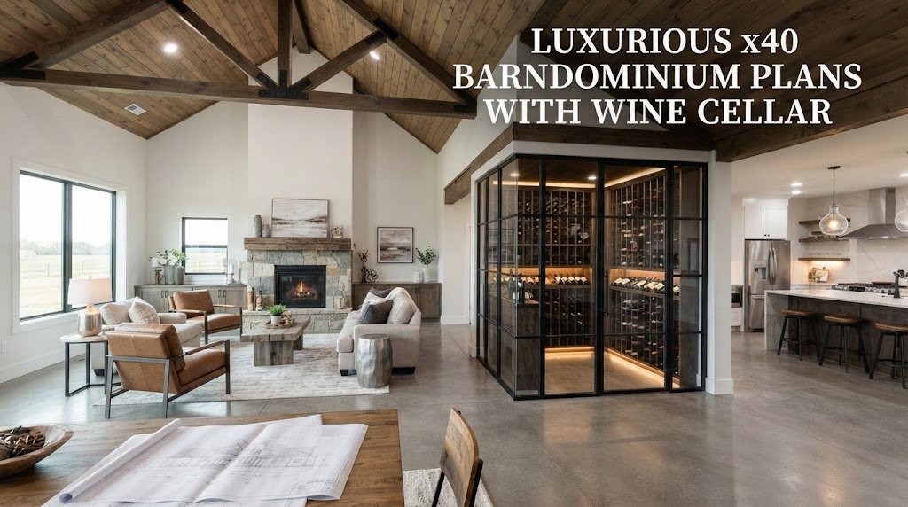 Luxury x40 Barndominium Plans with Wine Cellar Ideas