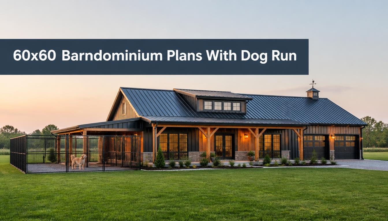 60×60 Barndominium Plans with Dog Run for Homes
